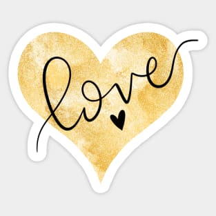 Gold Glitter Heart Love Sticker